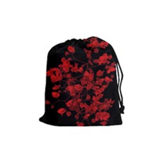 Dark Red Flower Drawstring Pouch (medium)