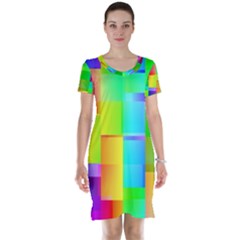 Colorful Gradient Shapes Short Sleeve Nightdress