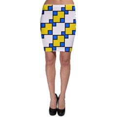 Yellow And Blue Squares Pattern  Bodycon Skirt by LalyLauraFLM