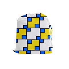 Yellow And Blue Squares Pattern  Drawstring Pouch