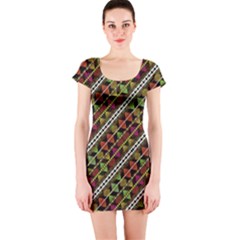 Colorful Tribal Print Short Sleeve Bodycon Dress by dflcprintsclothing