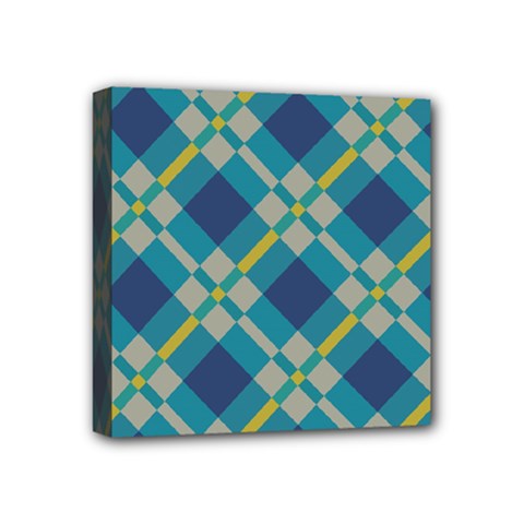 Squares And Stripes Pattern Mini Canvas 4  X 4  (stretched) by LalyLauraFLM