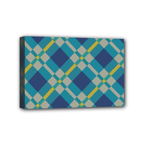 Squares And Stripes Pattern Mini Canvas 6  X 4  (stretched) by LalyLauraFLM