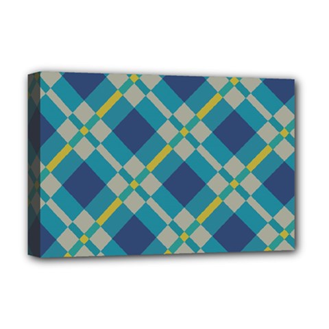 Squares And Stripes Pattern Deluxe Canvas 18  X 12  (stretched) by LalyLauraFLM