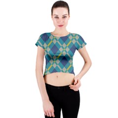 Squares And Stripes Pattern Crew Neck Crop Top by LalyLauraFLM