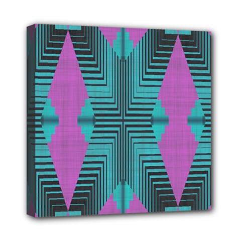 Tribal Purple Rhombus Mini Canvas 8  X 8  (stretched) by LalyLauraFLM