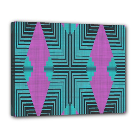 Tribal Purple Rhombus Canvas 14  X 11  (stretched) by LalyLauraFLM