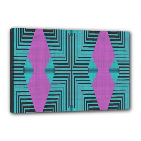 Tribal Purple Rhombus Canvas 18  X 12  (stretched) by LalyLauraFLM