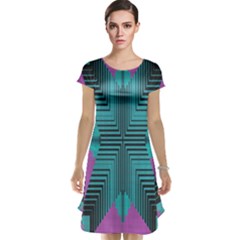 Tribal Purple Rhombus Cap Sleeve Nightdress