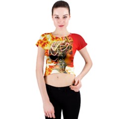 Mata Hari Crew Neck Crop Top by icarusismartdesigns