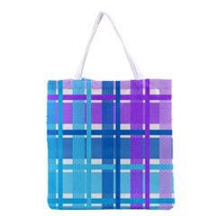 Blue & Purple Gingham Plaid Grocery Tote Bag by StuffOrSomething