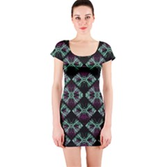 Elegant Pattern Print Short Sleeve Bodycon Dress