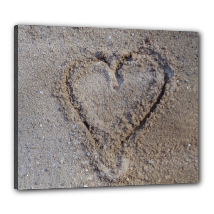 Heart in the sand Canvas 24  x 20  (Framed)