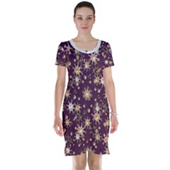 Abstract Pattern Print Short Sleeve Nightdress