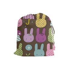 Bunny  Drawstring Pouch (large) by Kathrinlegg