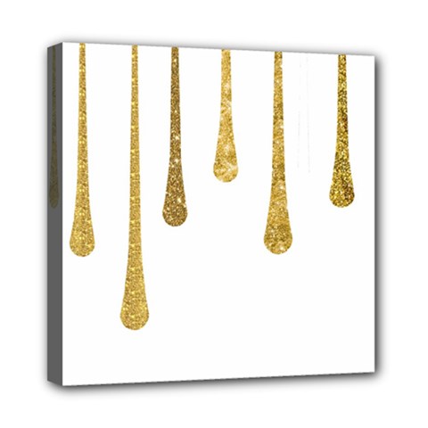 Gold Glitter Paint Mini Canvas 8  X 8  (framed)