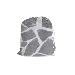 Grey White Tiles Pattern Drawstring Pouch (medium) by yoursparklingshop