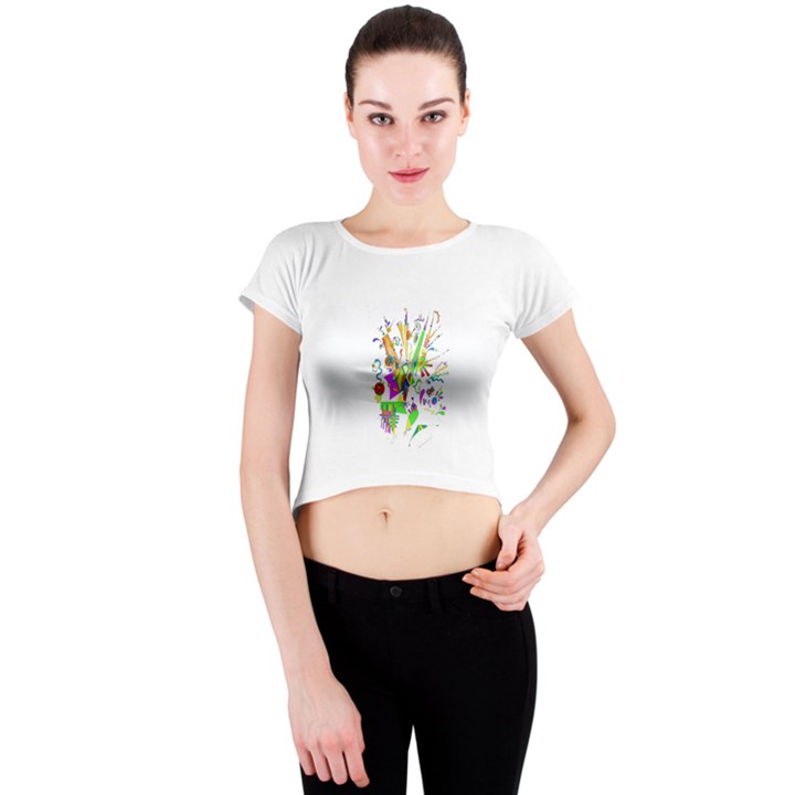 Splatter Life Crew Neck Crop Top