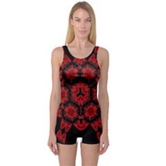 Red Alaun Crystal Mandala Women s Boyleg One Piece Swimsuit