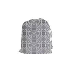 Grey White Tiles Geometry Stone Mosaic Pattern Drawstring Pouch (small) by yoursparklingshop