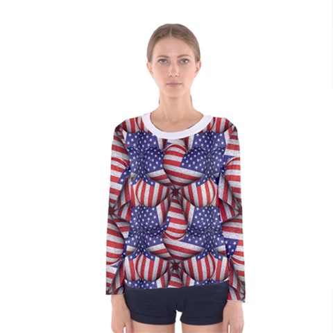 4th Of July Modern Pattern Print Women s Long Sleeve T-shirt by dflcprintsclothing