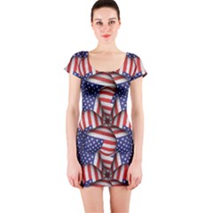 4th Of July Modern Pattern Print Short Sleeve Bodycon Dress