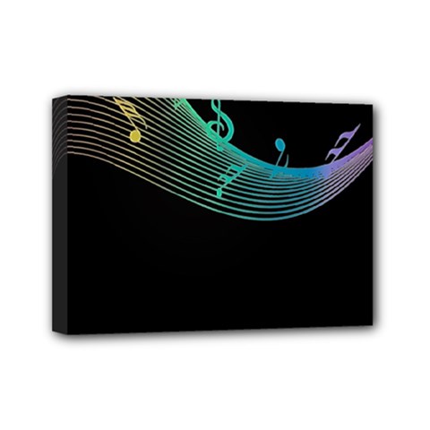 Musical Wave Mini Canvas 7  X 5  (framed)