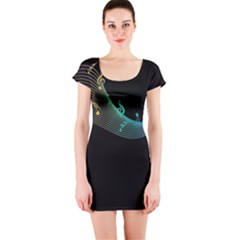 Musical Wave Short Sleeve Bodycon Dress