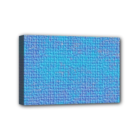 Textured Blue & Purple Abstract Mini Canvas 6  X 4  (framed)