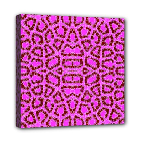 Florescent Pink Animal Print  Mini Canvas 8  X 8  (framed)