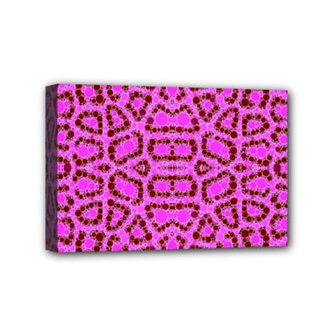 Florescent Pink Animal Print  Mini Canvas 6  X 4  (framed) by OCDesignss