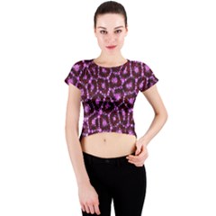 Cheetah Bling Abstract Pattern  Crew Neck Crop Top