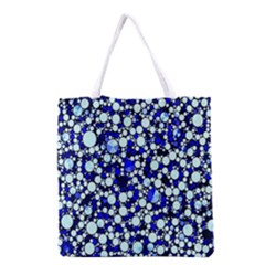 Bright Blue Cheetah Bling Abstract  Grocery Tote Bag