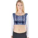 Tribal Geometric Print Long Sleeve Crop Top (Tight Fit) View1