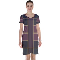 Vertical And Horizontal Rectangles Short Sleeve Nightdress