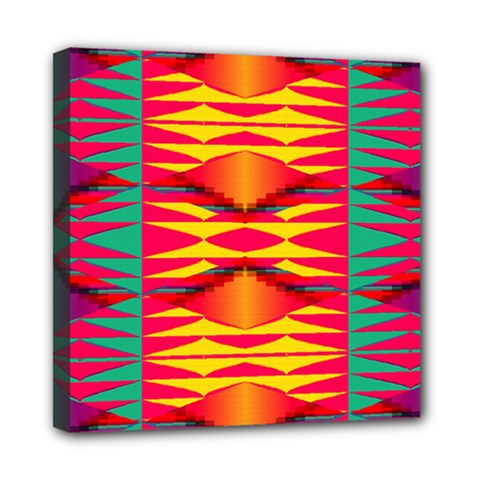 Colorful Tribal Texture Mini Canvas 8  X 8  (stretched) by LalyLauraFLM