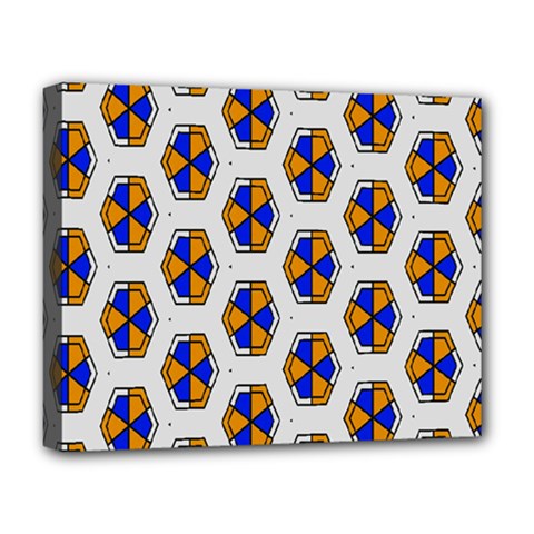 Orange Blue Honeycomb Pattern Deluxe Canvas 20  X 16  (stretched)