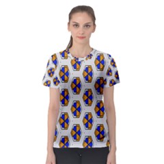 Orange Blue Honeycomb Pattern Women s Sport Mesh Tee