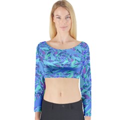 Blue Confetti Storm Long Sleeve Crop Top (tight Fit) by KirstenStar