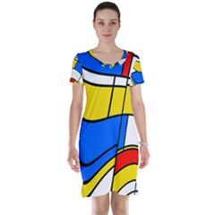 Colorful Distorted Shapes Short Sleeve Nightdress