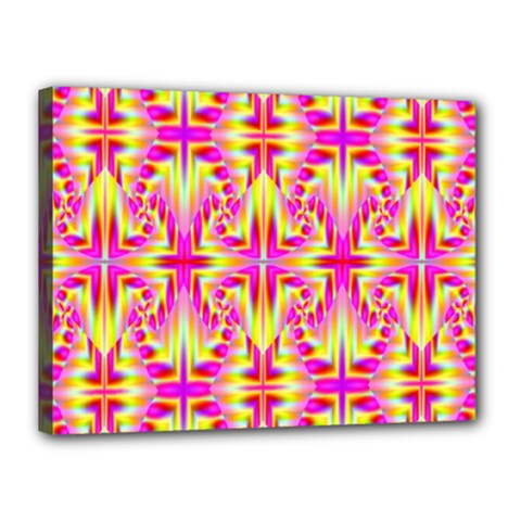 Pink And Yellow Rave Pattern Canvas 16  X 12  (framed)