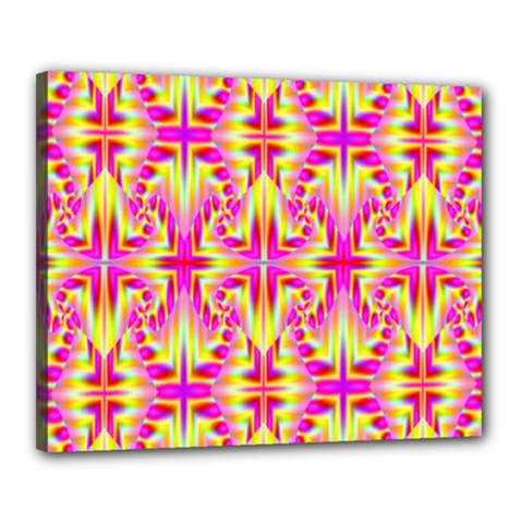 Pink And Yellow Rave Pattern Canvas 20  X 16  (framed)