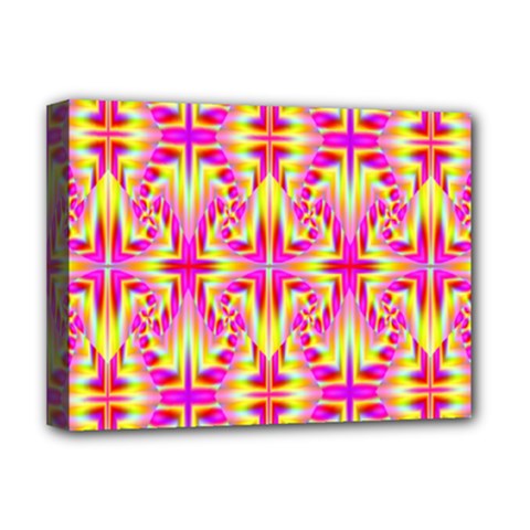 Pink And Yellow Rave Pattern Deluxe Canvas 16  X 12  (framed) 