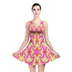 Pink And Yellow Rave Pattern Reversible Skater Dress by KirstenStar