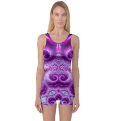 Purple Ecstasy Fractal One Piece Boyleg Swimsuit by KirstenStar