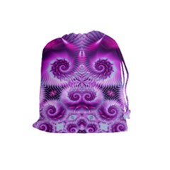 Purple Ecstasy Fractal Drawstring Pouch (large)