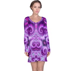 Purple Ecstasy Fractal Long Sleeve Nightdress