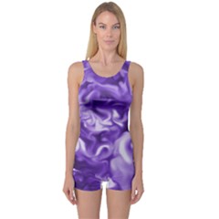 Lavender Smoke Swirls One Piece Boyleg Swimsuit by KirstenStar