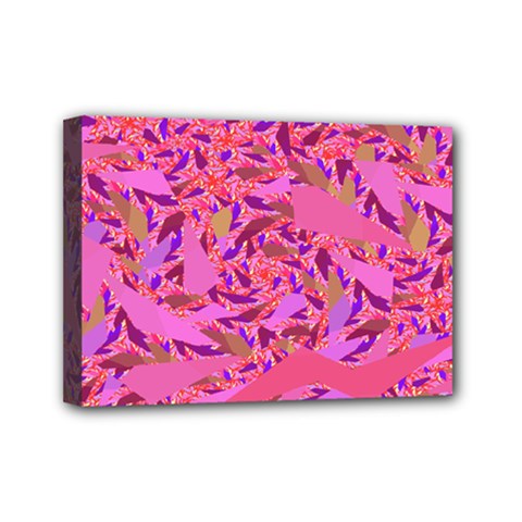 Bright Pink Confetti Storm Mini Canvas 7  X 5  (framed) by KirstenStar