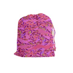 Bright Pink Confetti Storm Drawstring Pouch (large) by KirstenStar